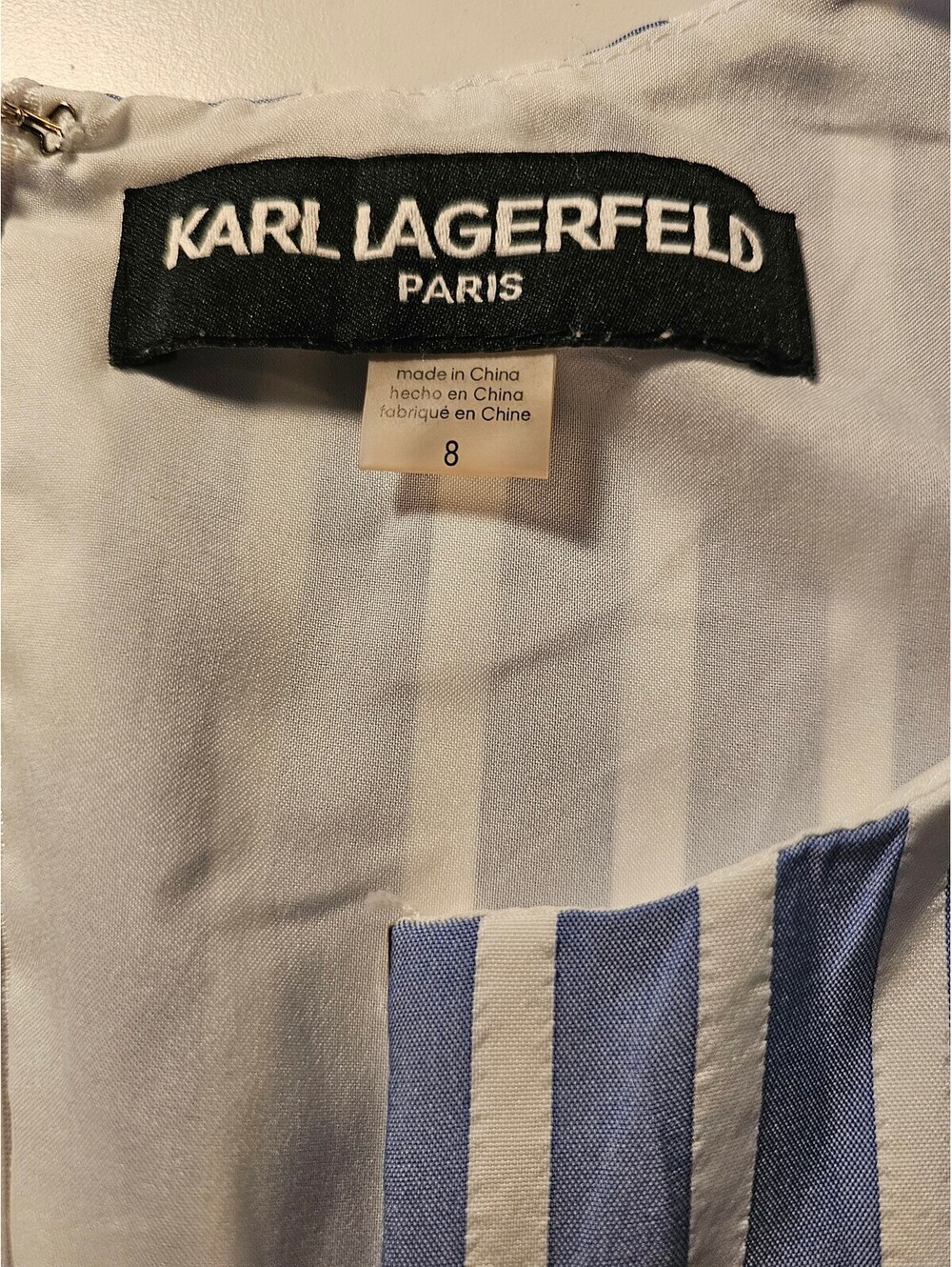 Karl Lagerfeld Dress Blue & White Womens 8 Stripes - Picture 7 of 9